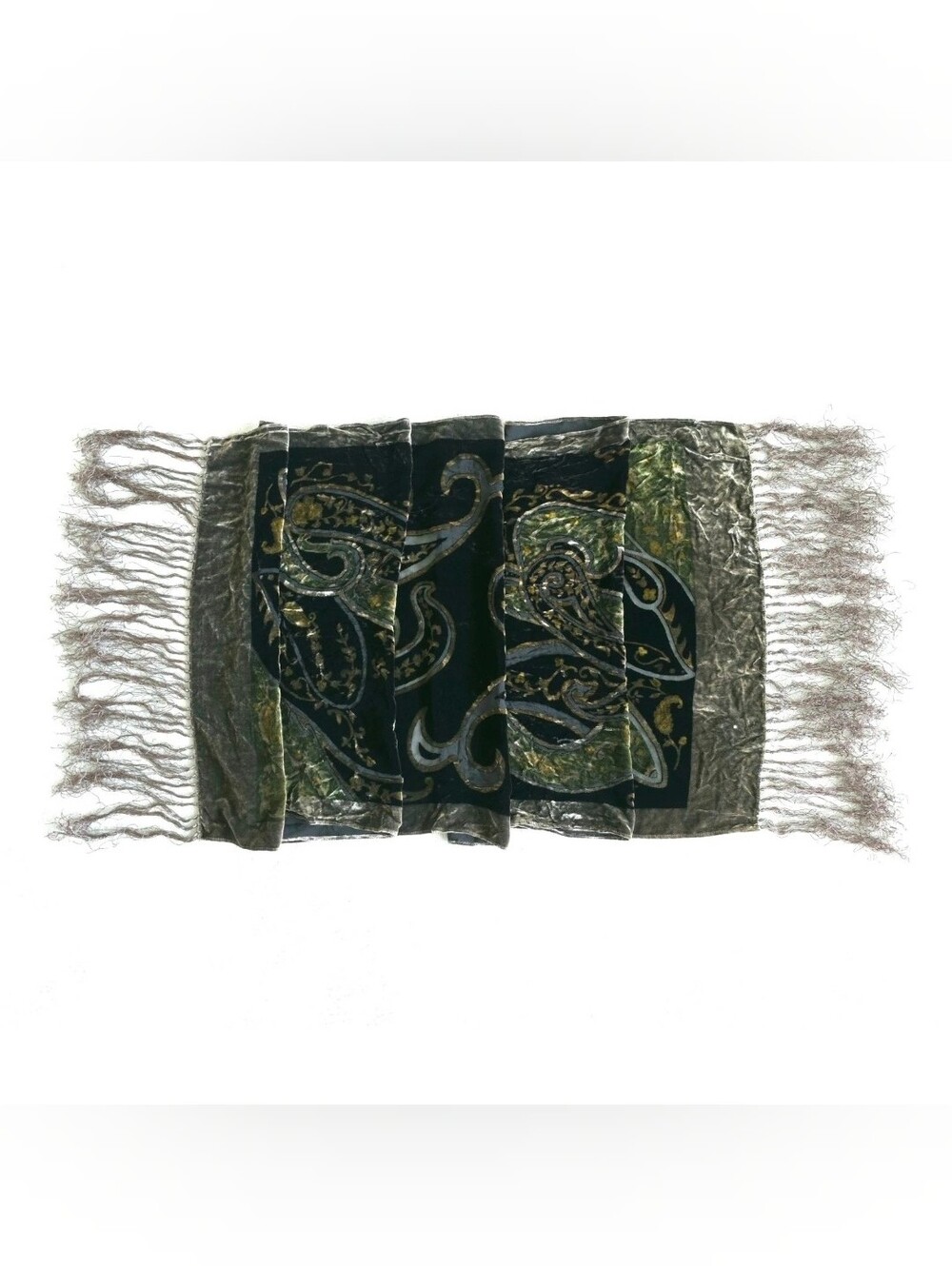 Valerie Stevens Scarf Vintage Silk Blend Velvet 80x20 Shawl Paisley Burnout Boho